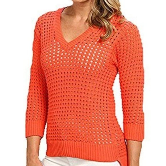 MICHAEL Michael Kors V-Neck Boxy Mesh Sweater XS - Picture 2 of 9